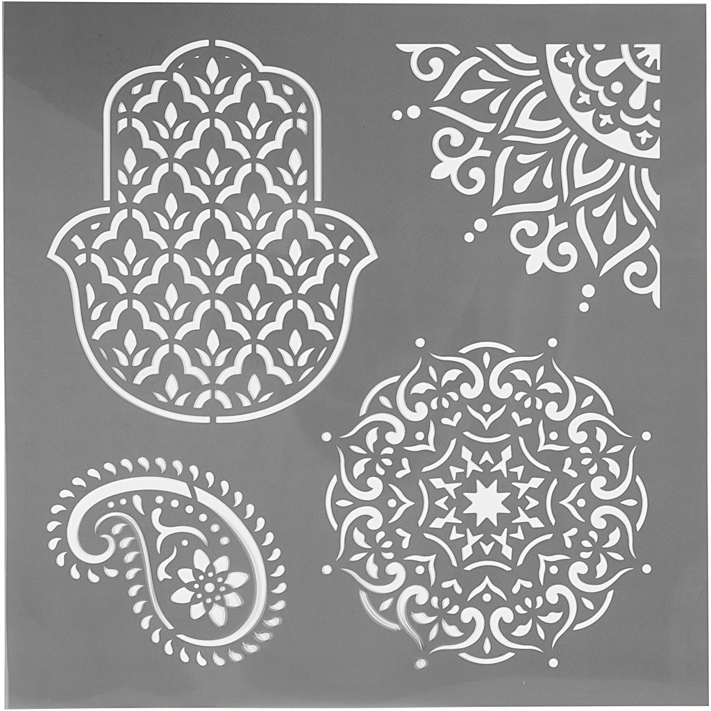 Stencil, ethnic motives, size 30,5x30,5 cm, thickness 0,31 mm, 1 sheet