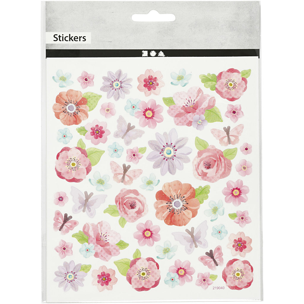 Stickers, lente bloemen, vel 15x16,5 cm, 1 vel [HOB-27192]