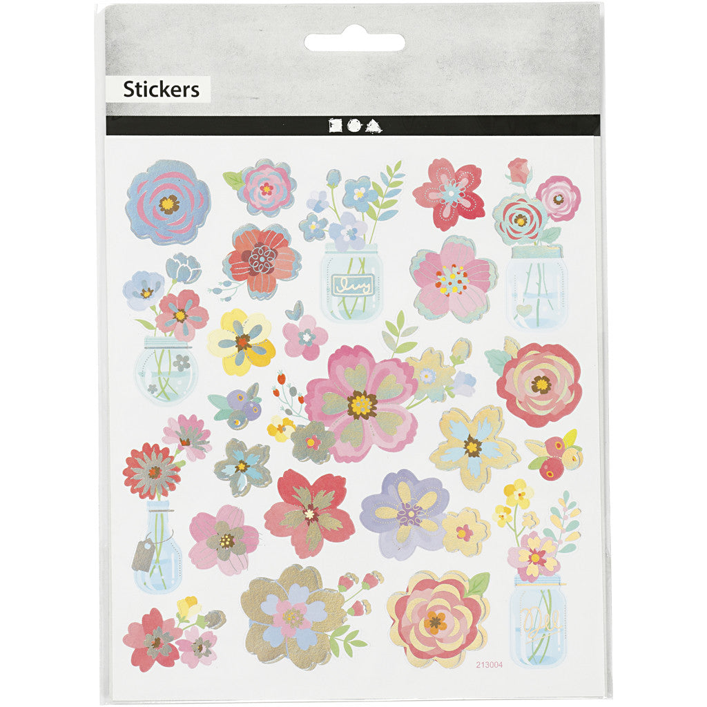 Stickers, lente bloemen, vel 15x16,5 cm, 1 vel [HOB-27193]