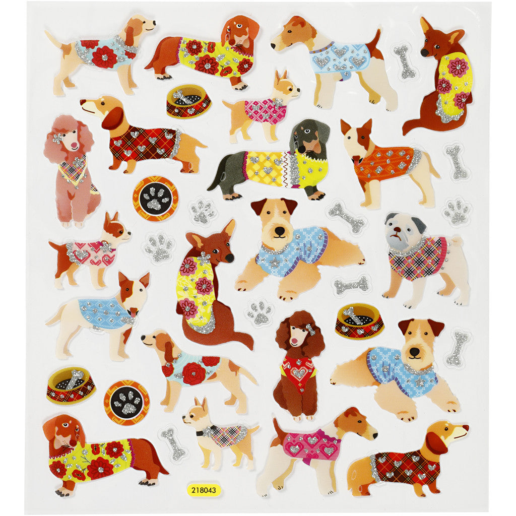 Stickers, honden, vel 15x16,5 cm, 1 vel [HOB-27198]