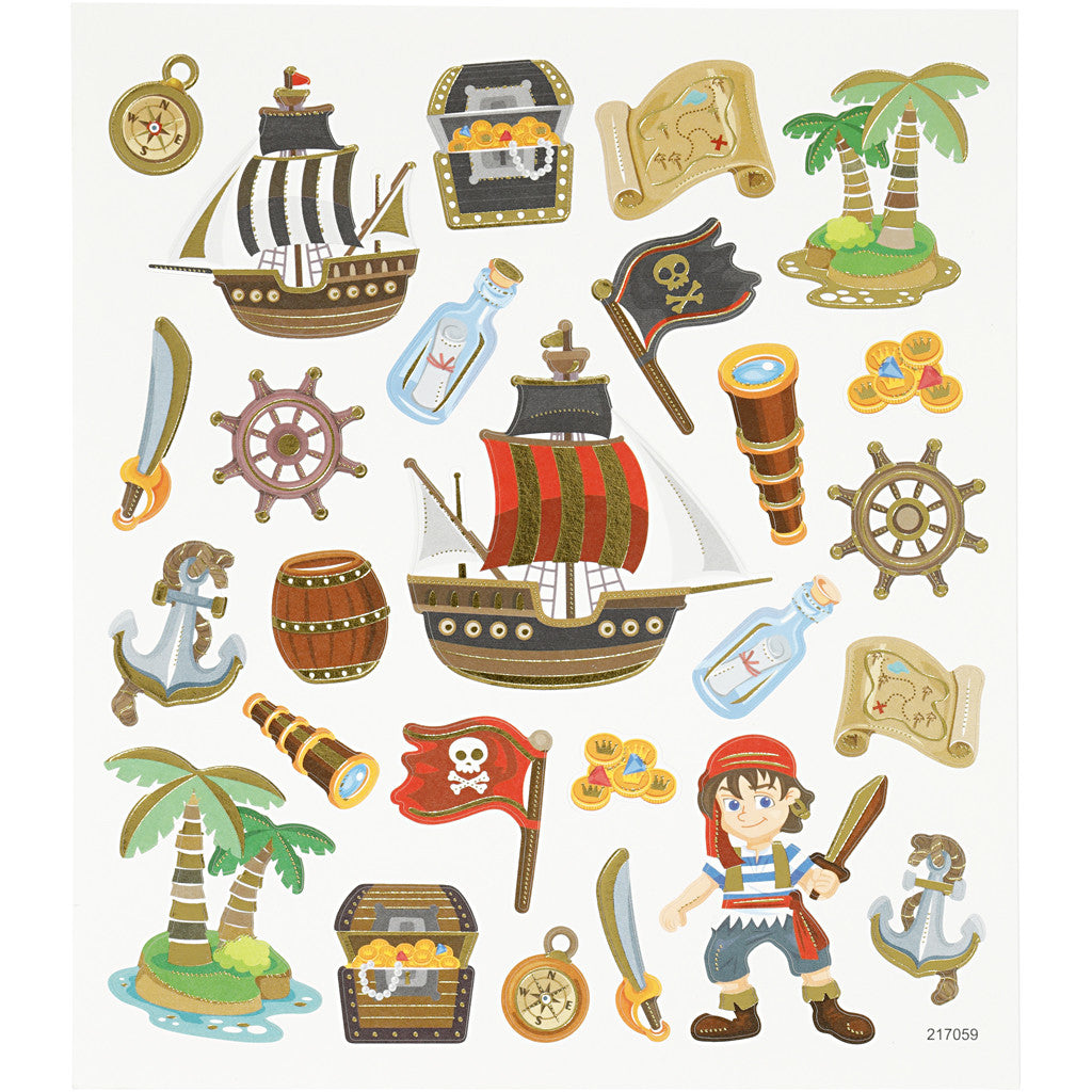 Autocollants, pirates, feuille 15x16,5 cm, 1 flles [HOB-27199]