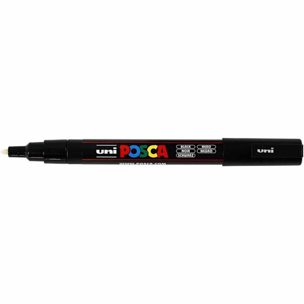 Posca Marker, afm PC-3M, lijndikte 0,9-1,3 mm, fijn, zwart, 1 stuk [HOB-274046]