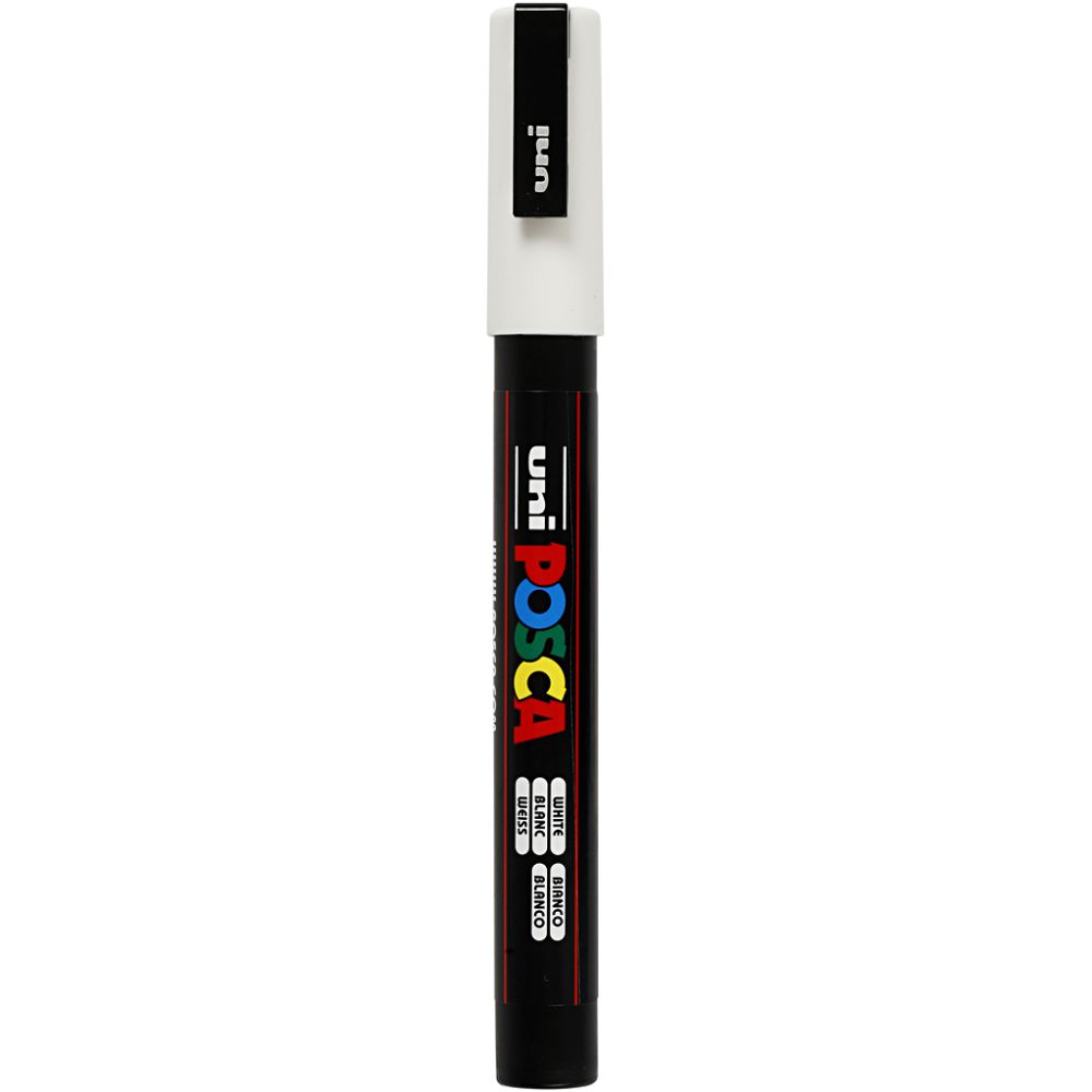 Feutre Posca, dim. PC-3M, trait 0,9-1,3 mm, fin, blanc, 1 pièce [HOB-274052]