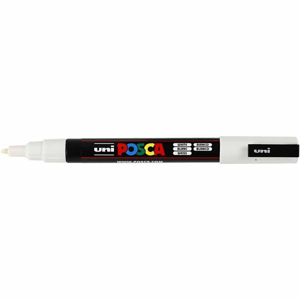 Feutre Posca, dim. PC-3M, trait 0,9-1,3 mm, fin, blanc, 1 pièce [HOB-274052]