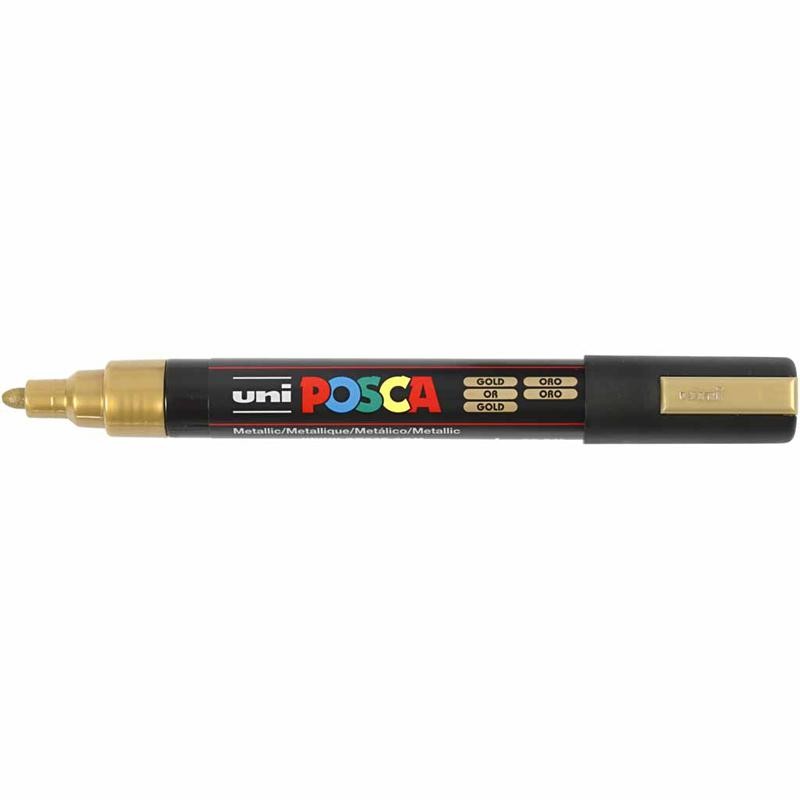 Posca Marker, afm PC-5M, lijndikte 2,5 mm, medium, goud, 1 stuk [HOB-276810]