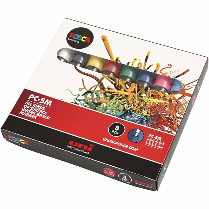 Feutre Posca, dim. PC-5M, trait 2,5 mm, moyen, ass. de couleurs, 8 pièces/ 1 Pq. [HOB-276900]