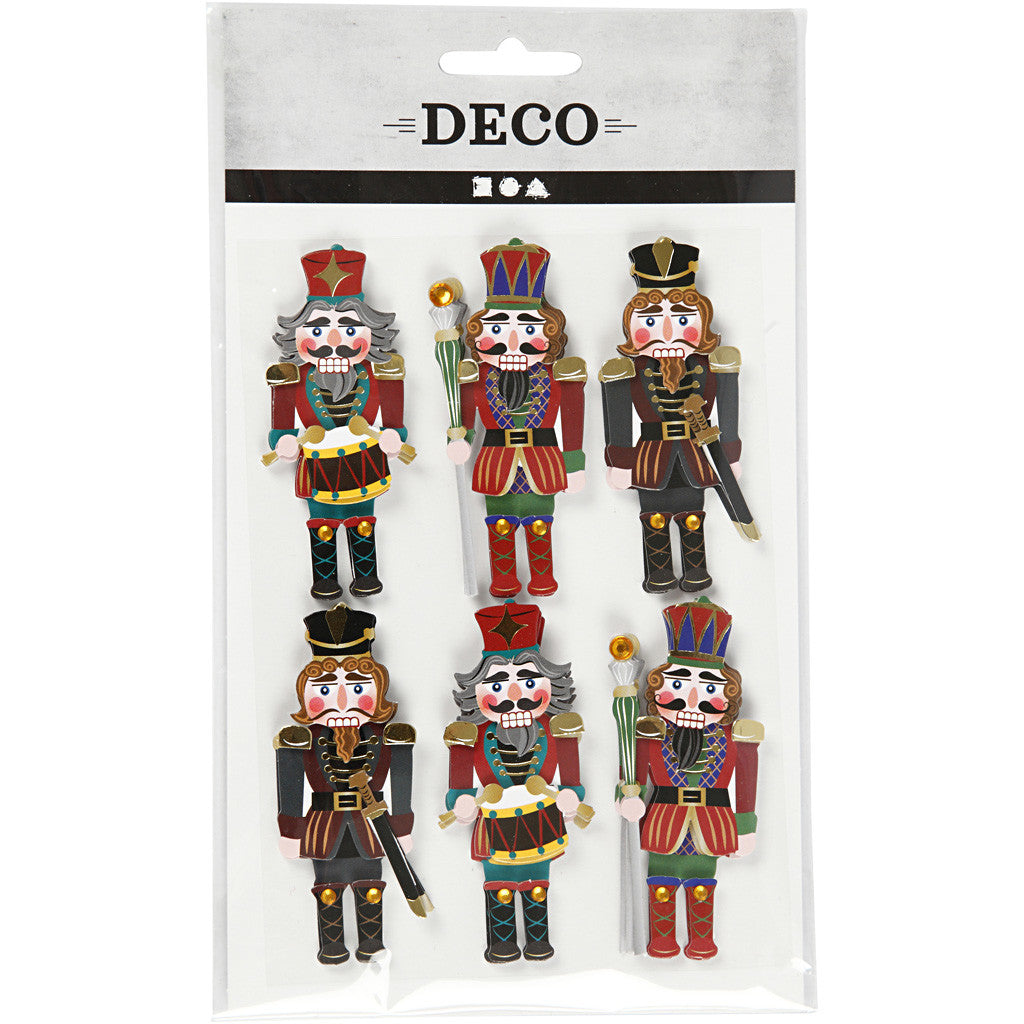 3D stickers, notenkraker, H: 75 mm, B: 30 mm, dikte 7 mm, 6 stuk/ 1 doos [HOB-27697]