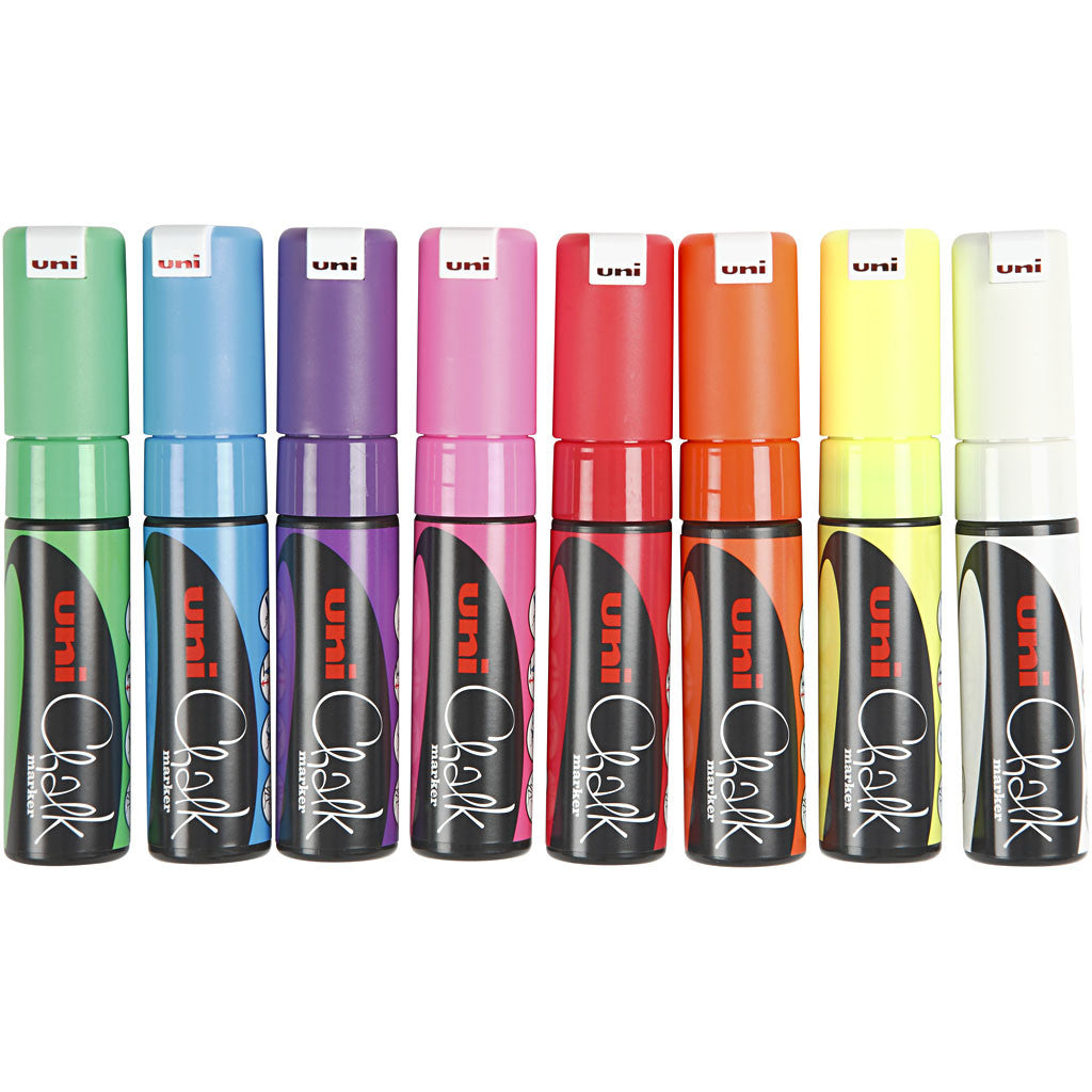 Feutre à craie, chalk, trait 8 mm, ass. de couleurs, 8 pièces/ 1 Pq. [HOB-279918]