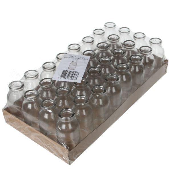 Bouteille en verre 100ml 10,5cm de hauteur Ø 5cm (plateau avec 32 pièces) [IFS-28072]