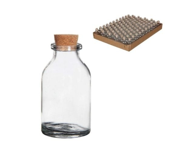 Mini bouteille en verre avec bouchon 20ml 6cm de hauteur Ø 3 cm (plateau avec 105 pcs) [IFS-28075]