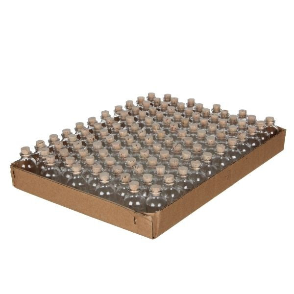 Mini bouteille en verre avec bouchon 20ml 6cm de hauteur Ø 3 cm (plateau avec 105 pcs) [IFS-28075]