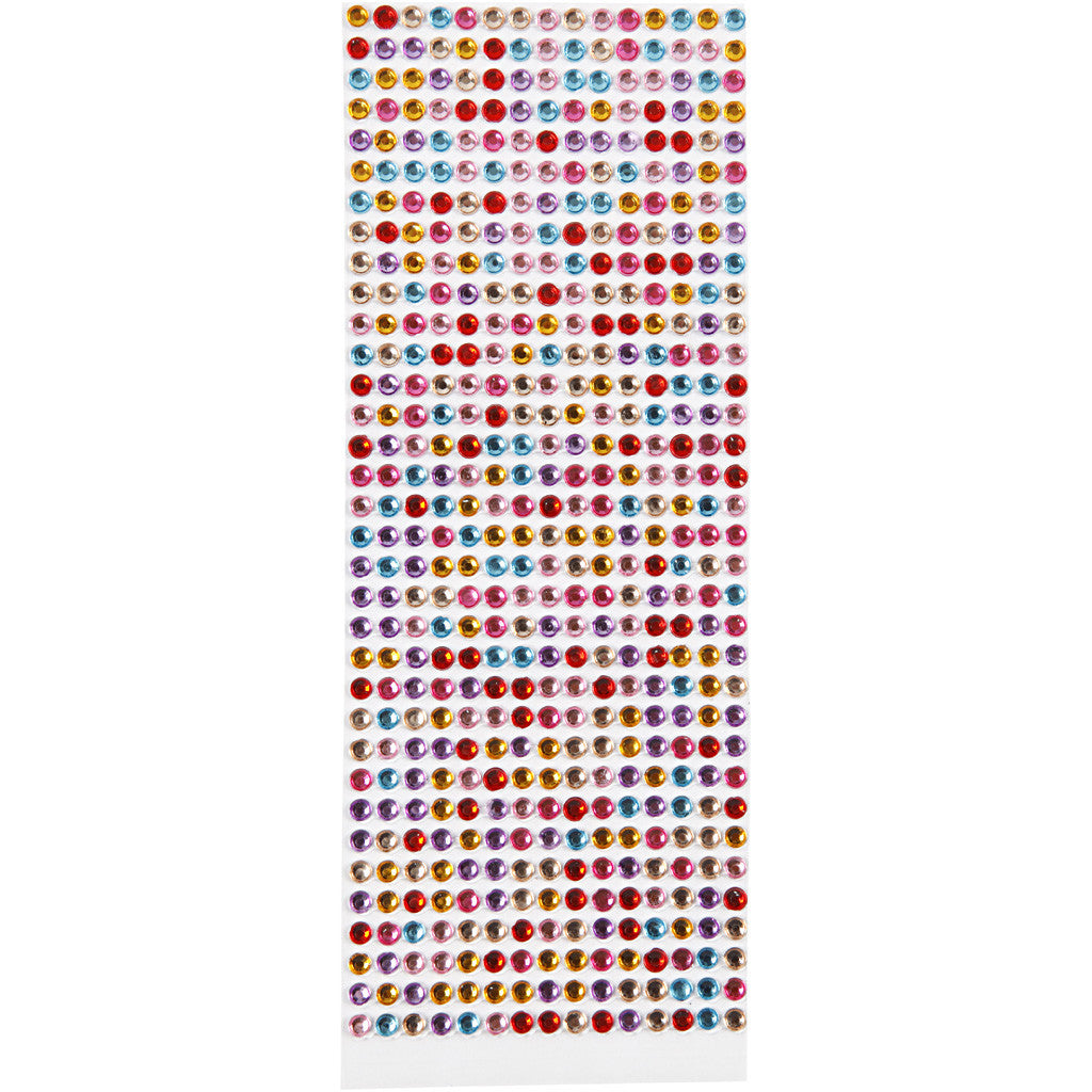 Stick-on strasstenen, d 4-6 mm, vel 16x9,5 cm, diverse kleuren, 10 vel/ 1 doos [HOB-28303]