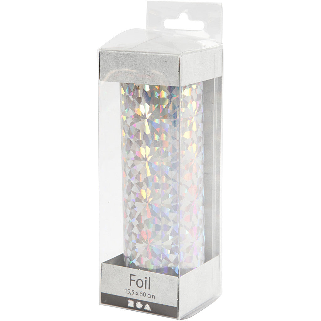 Deco folie, B: 15,5 cm, dikte 0,02 mm, zilver, 50 cm/ 1 rol [HOB-283569]
