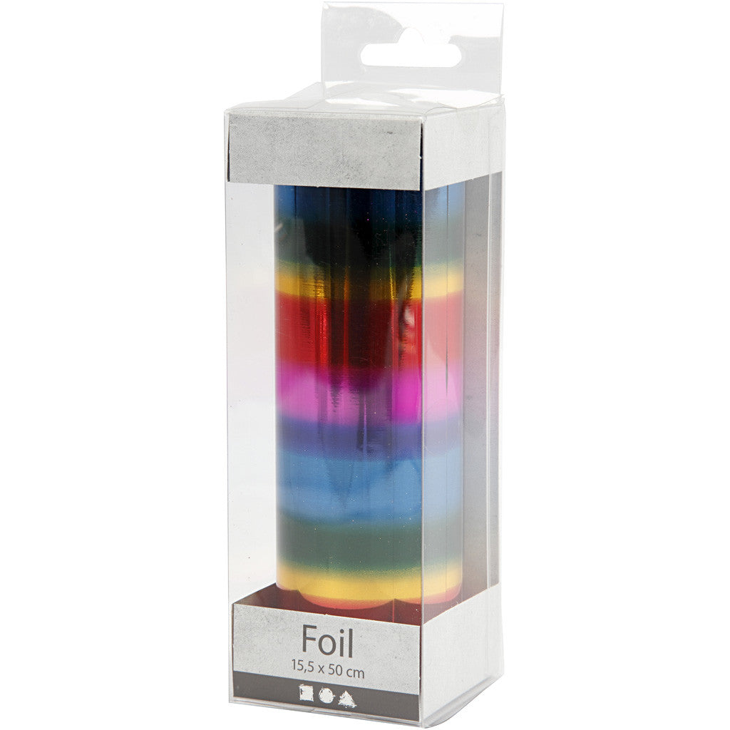 Deco folie, B: 15,5 cm, dikte 0,02 mm, regenboogkleuren, 50 cm/ 1 rol [HOB-283570]