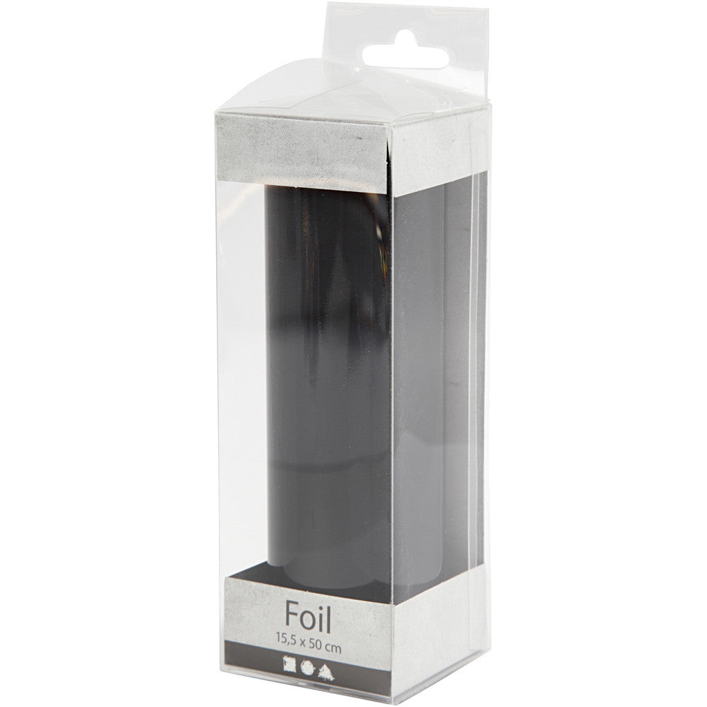 Deco folie, B: 15,5 cm, dikte 0,02 mm, zwart, 50 cm/ 1 rol [HOB-283571]