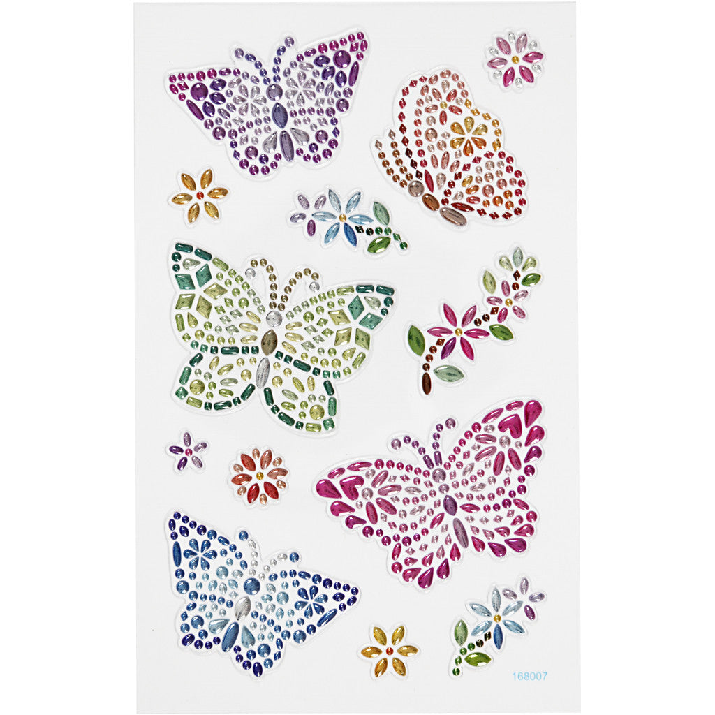 Diamond stickers, butterflies, sheet 10x16 cm, 1 sheet