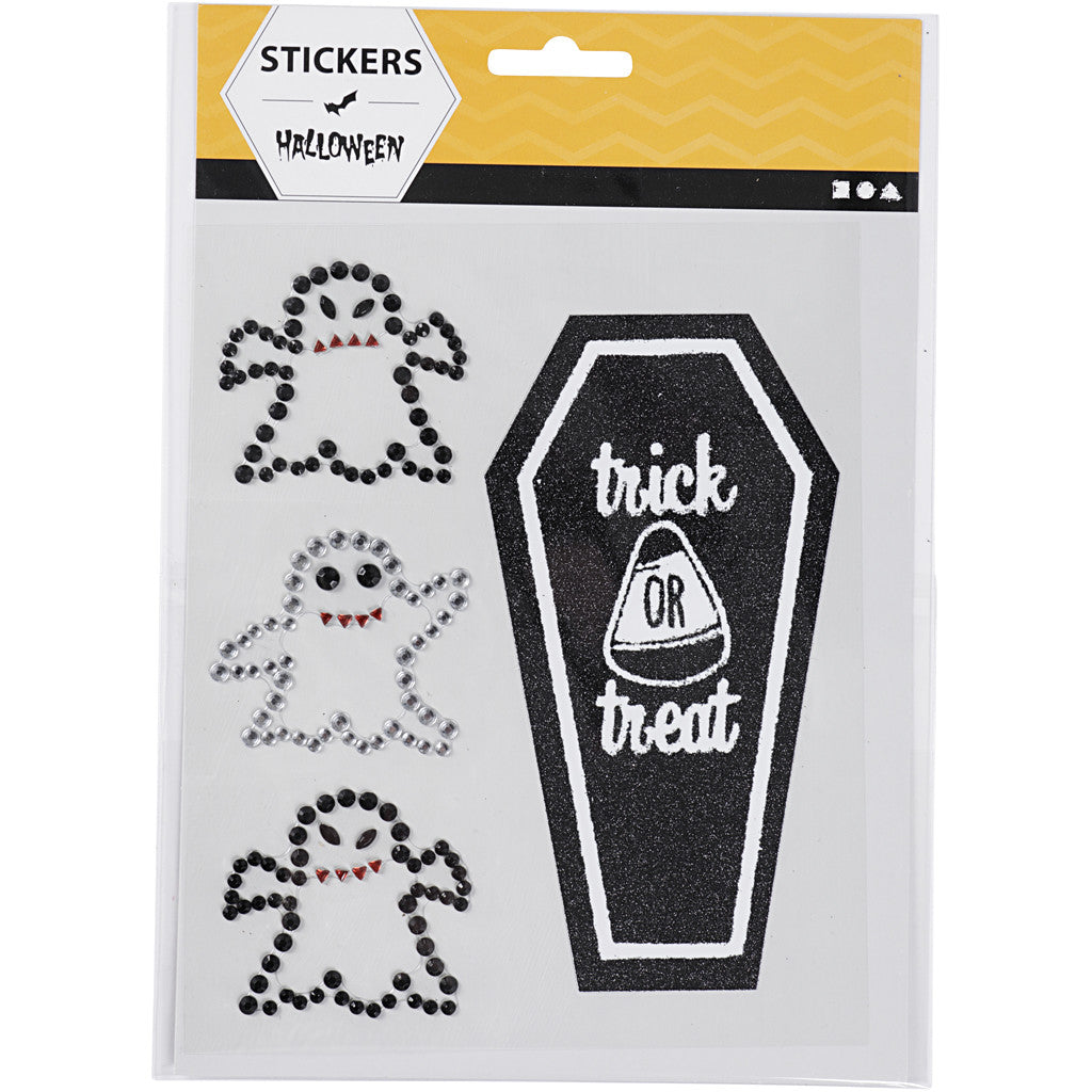 Stickers met strasstenen, spoken en kist, vel 14x17 cm, 1 vel [HOB-28448]