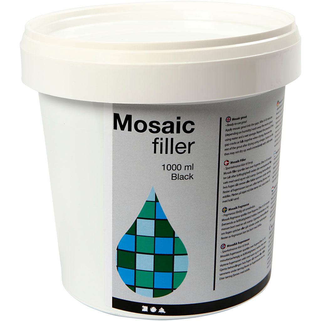 Mosaic Tile Grout, black, 1000 ml/ 1 bucket