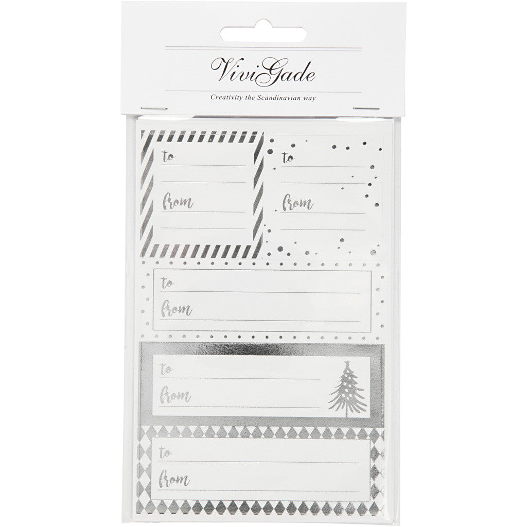 Stickers, vel 9x14 cm, afm 42x39+84x29 mm, zilver, wit, 4 vel/ 1 doos [HOB-28499]