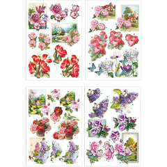 3D vellen, bloemen en vlinders, vel 21x30 cm, 4 vel/ 1 doos [HOB-28705]