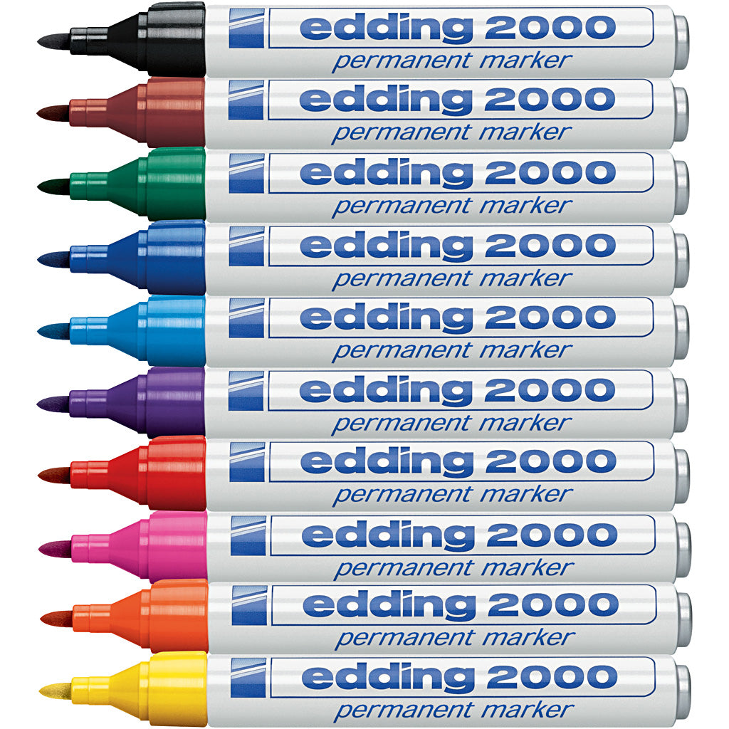 Edding Markers, no. 2000, line 1,5-3 mm, assorted colours, 10 pc