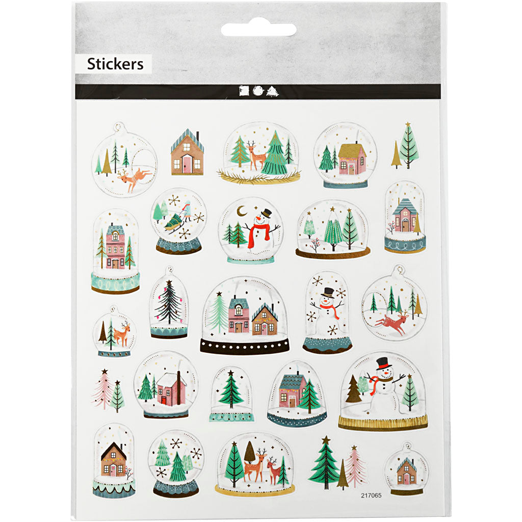 Stickers, sneeuwbollen, vel 15x16,5 cm, 1 vel [HOB-29046]