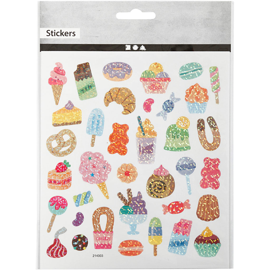 Stickers, snoep, vel 15x16,5 cm, 1 vel [HOB-29048]