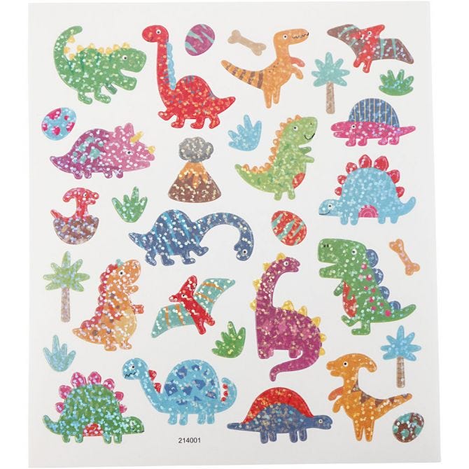 Stickers, dino, sheet 15x16,5 cm, 1 sheet