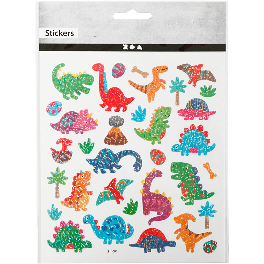 Stickers, Dino's, vel 15x16,5 cm, 1 vel [HOB-29049]