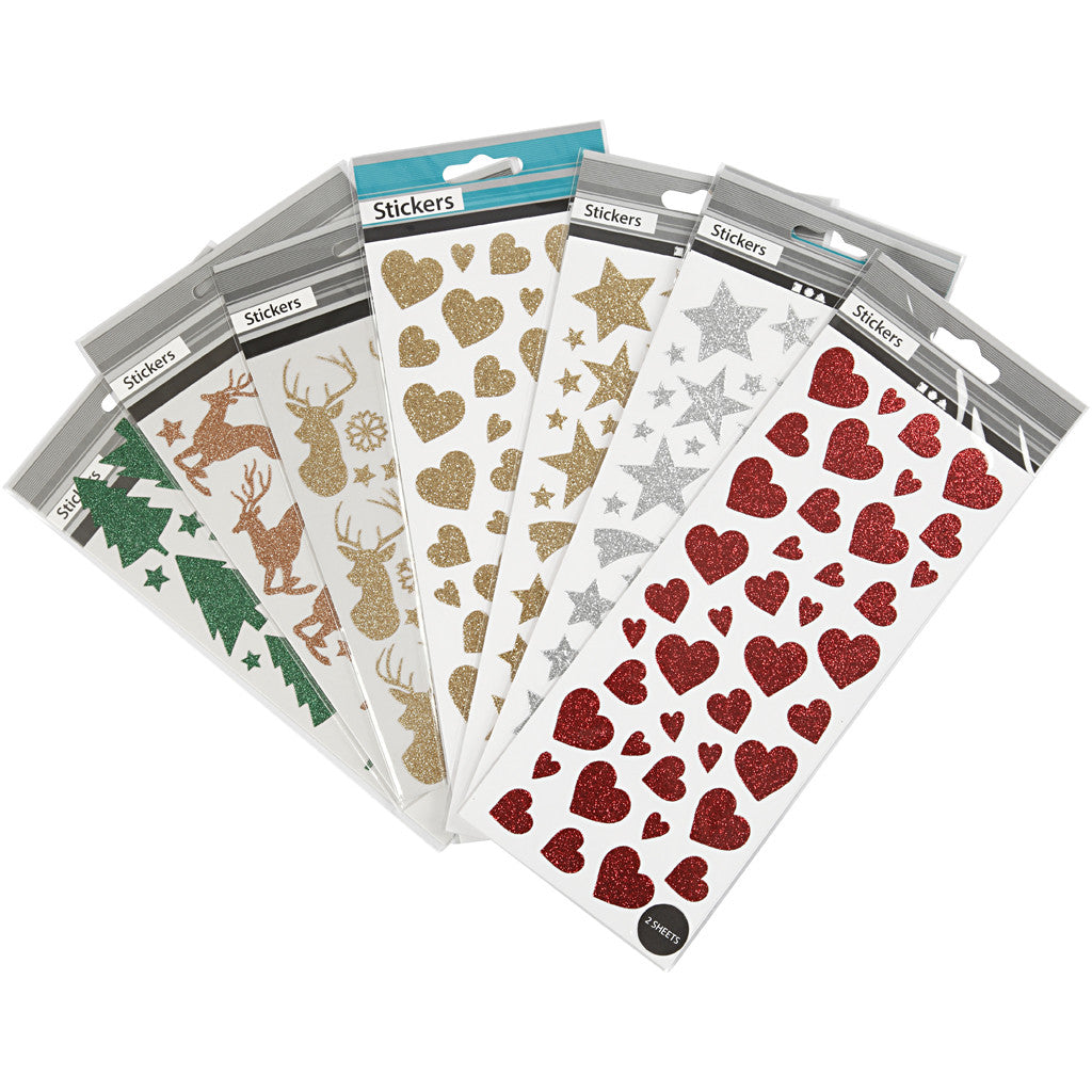 Autocollants scintillants, feuille 10x24+12x18,5 cm, 8 flles/ 1 Pq. [HOB-29113]