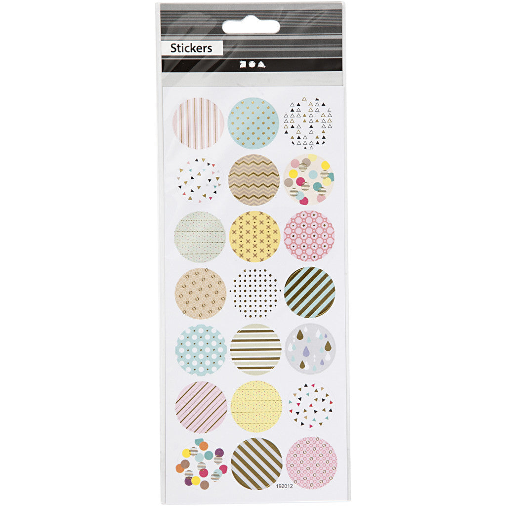 Stickers, pastels, vel 10x23 cm, ca. 21 stuk, 1 vel [HOB-29159]