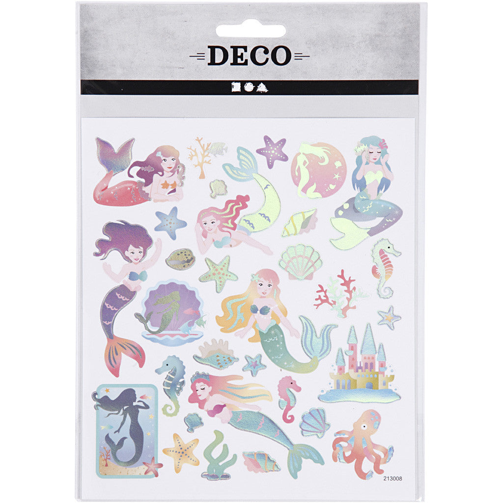 Stickers, zeemeerminnen, vel 15x16,5 cm, ca. 32 stuk, 1 vel [HOB-29170]