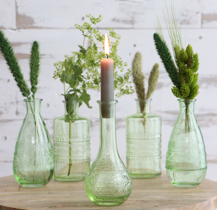 Vase à fleurs Rome Ø7,5cm et 16cm de haut Vert (12 pièces.) [IFS-29735]