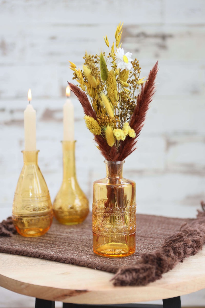 Vase à fleurs Rome Ø7.5cm et 16cm de haut Ocre (12 pièces.) [IFS-29732]