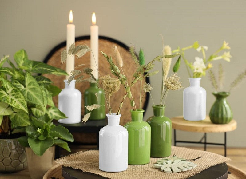 Glazen Fles Ø7 h: 12 cm Assorti Groen (12 stuks) [IFS-29807]