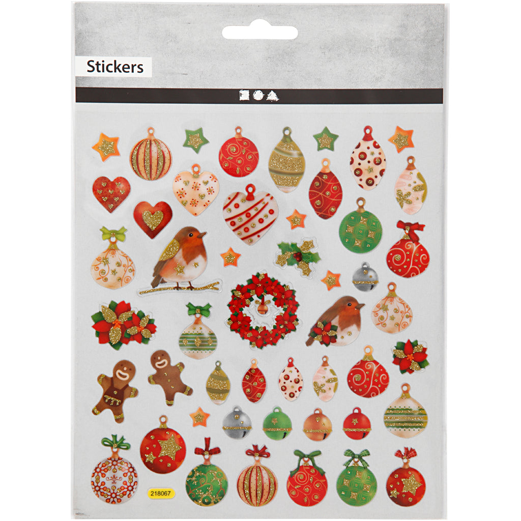 Autocollants, Décorations de Noël, feuille 15x16,5 cm, ca. 50 pièce, 1 flles [HOB-298931]