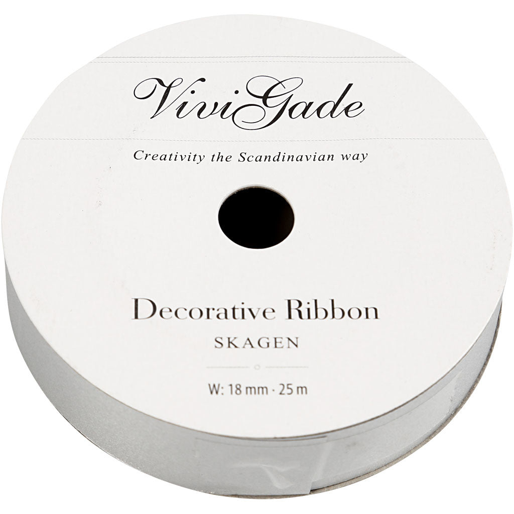 Cadeaulint, B: 18 mm, matt, zilver, 25 m/ 1 rol [HOB-20021]