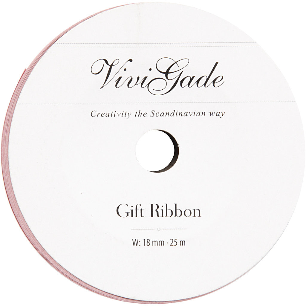 Cadeaulint, B: 18 mm, matt, lichtrood, 25 m/ 1 rol [HOB-20038]