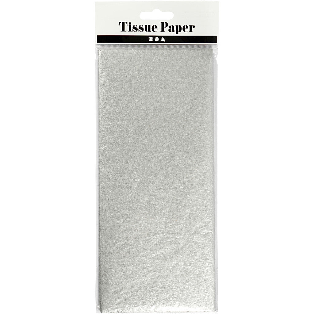 Papier de Soie, feuille 50x70 cm, 17 gr, argent, 6 flles/ 1 Pq. [HOB-200892]