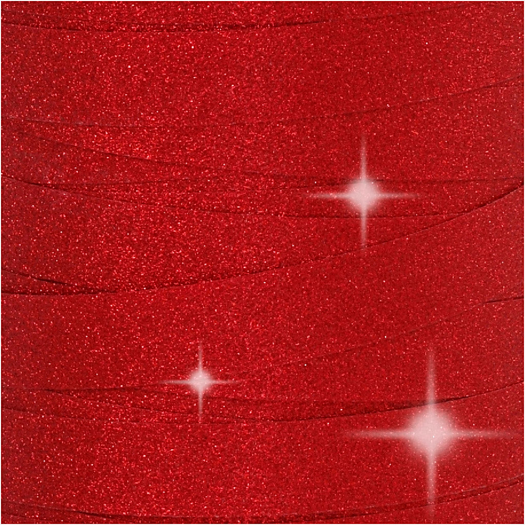 Cadeaulint, B: 10 mm, glitter, rood, 100 m/ 1 rol [HOB-202414]