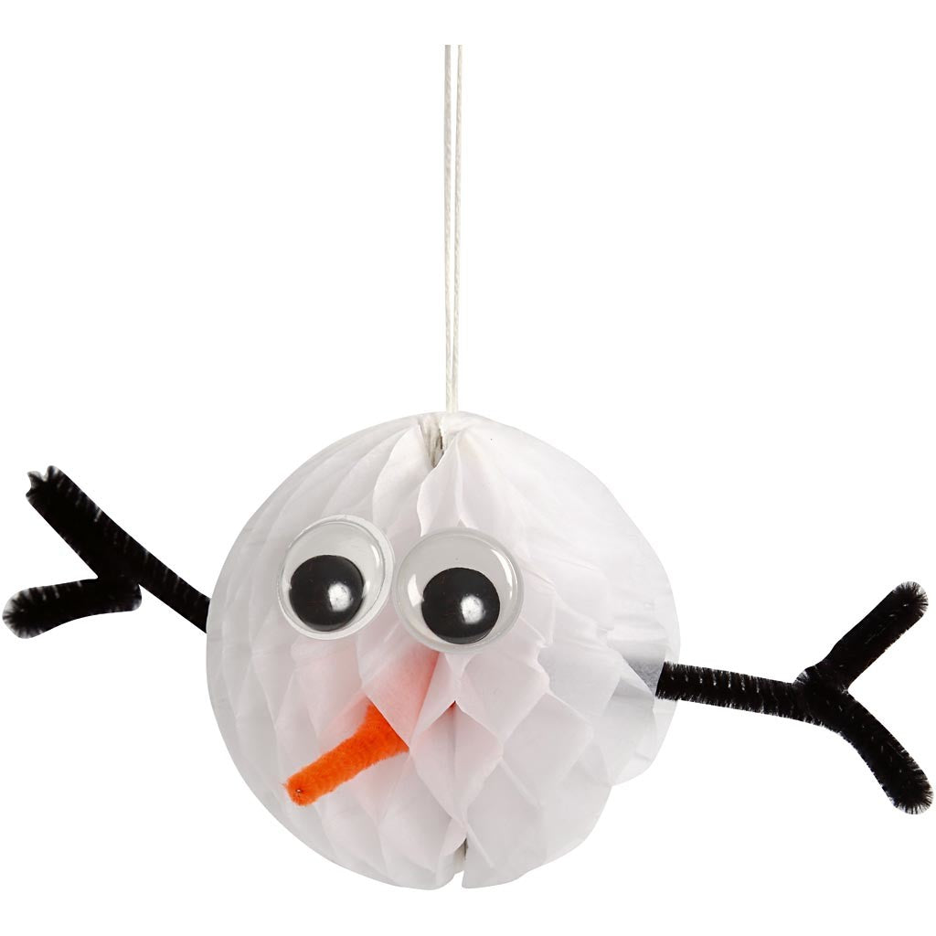 Pompon en papier de soie, d 8 cm, blanc, 10 pièces/ 1 Pq. [HOB-20463]