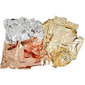 Imitatie bladmetaal, vel 16x16 cm, koper, goud, zilver, 3x50 vel/ 1 doos [HOB-20477]