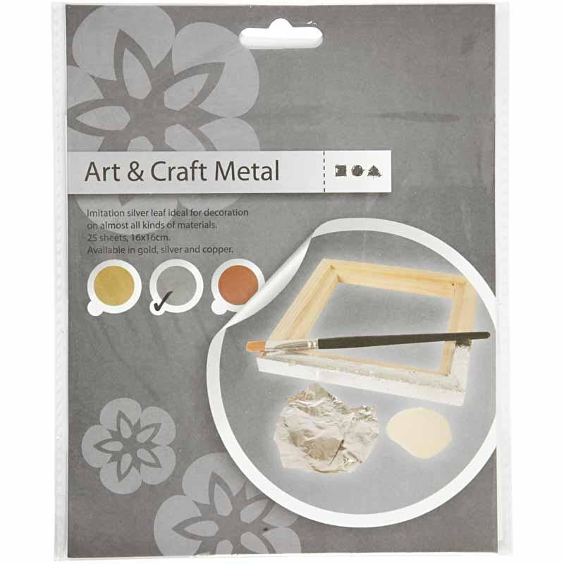 Imitatie bladmetaal, vel 16x16 cm, zilver, 0,625 m2, 25 vel/ 1 doos [HOB-20483]