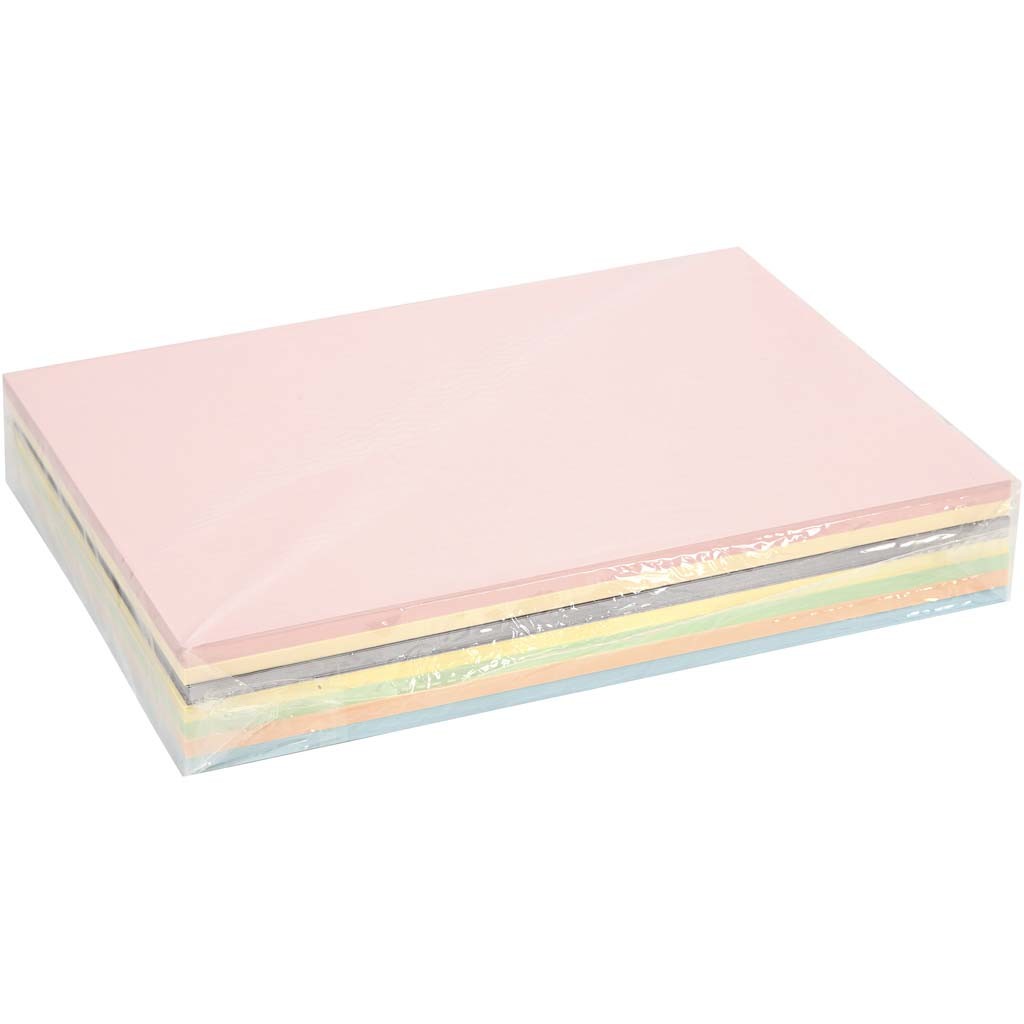 Pastel Karton, A4, vel 210x297 mm, 160 gr, pastelkleuren, 210 div vellen/ 1 doos [HOB-20550]