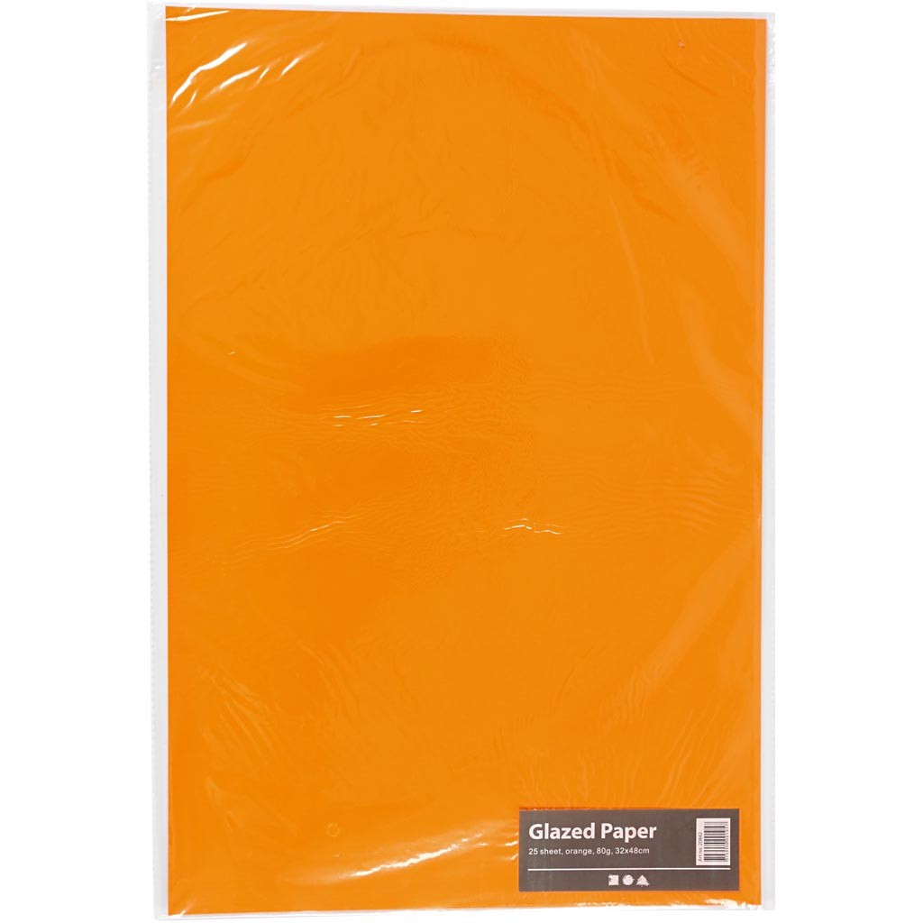Glanspapier, vel 32x48 cm, 80 gr, oranje, 25 vel/ 1 doos [HOB-20842]