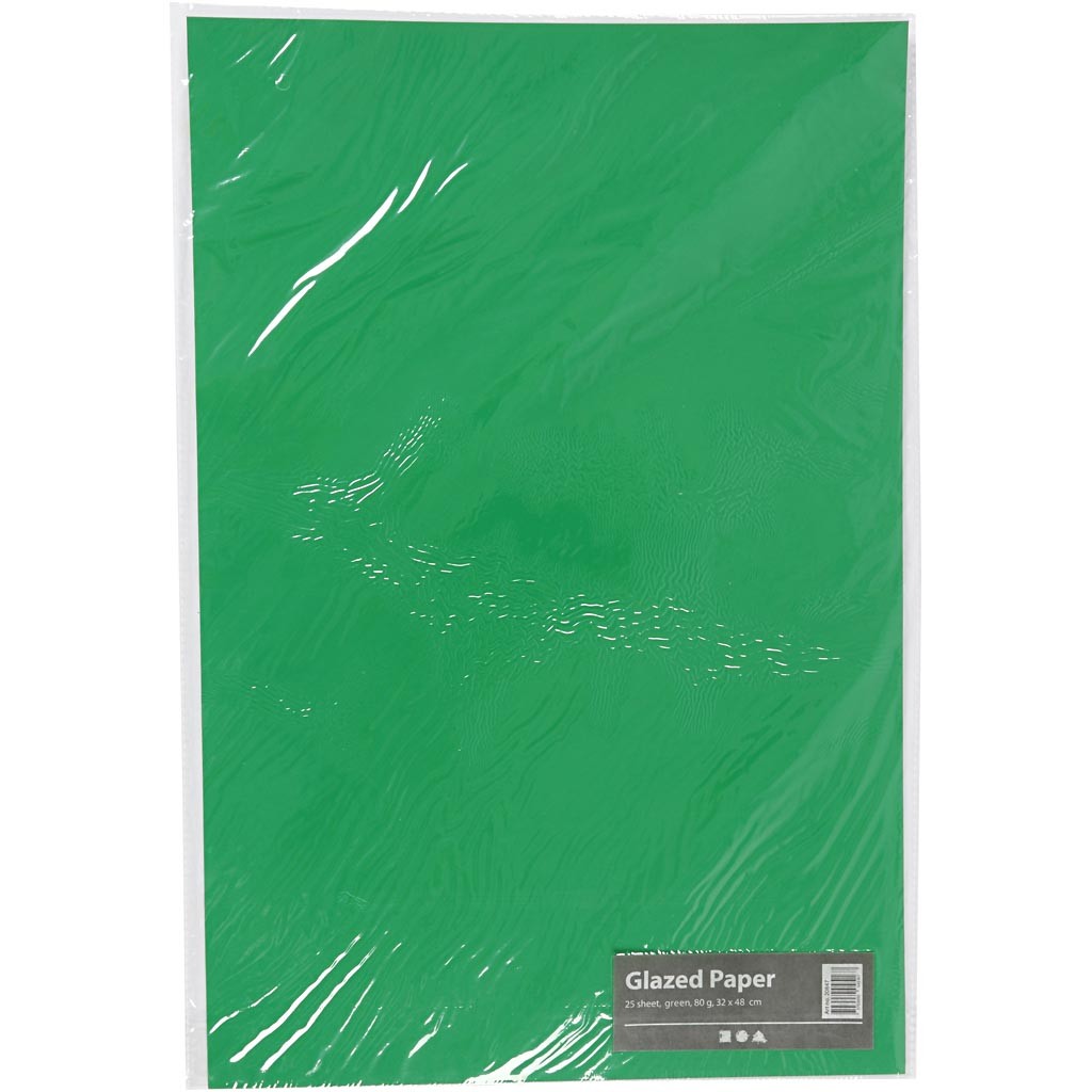 Papier Glacé, feuille 32x48 cm, 80 gr, vert, 25 flles/ 1 Pq. [HOB-20847]