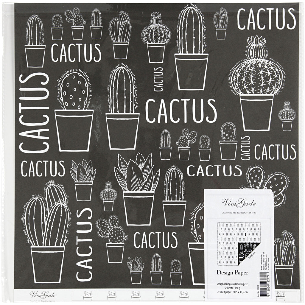 Design papier, cactus, 180 gr, 5 vel/ 1 doos [HOB-22519]