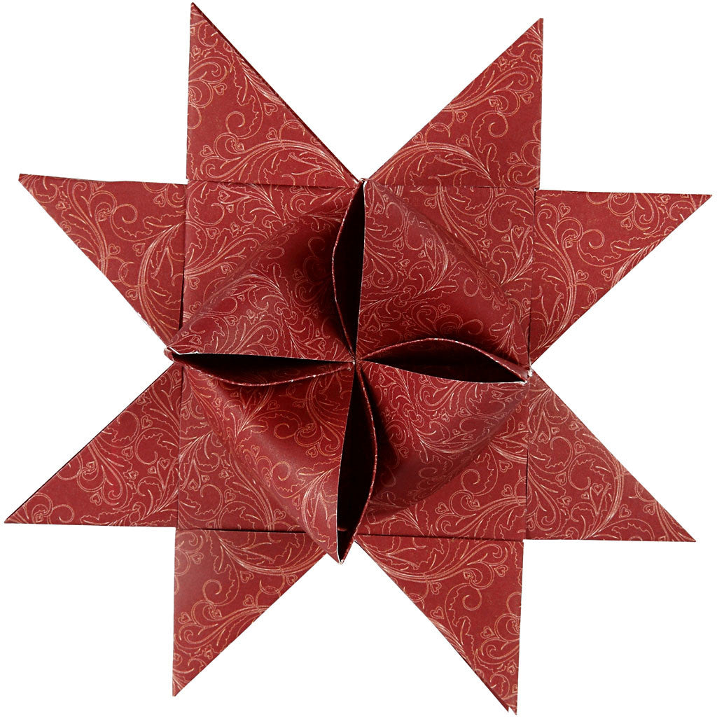 Papieren vlechtstroken, L: 100 cm, B: 40 mm, d 18 cm, rood, wit, 40 stroken/ 1 doos [HOB-22548]