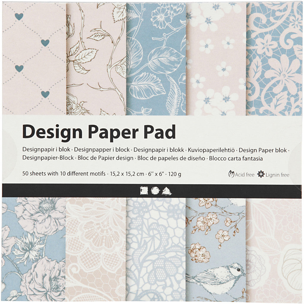 Bloc de papier design, 120 gr, rose, 50 flles/ 1 Pq. [HOB-225916]