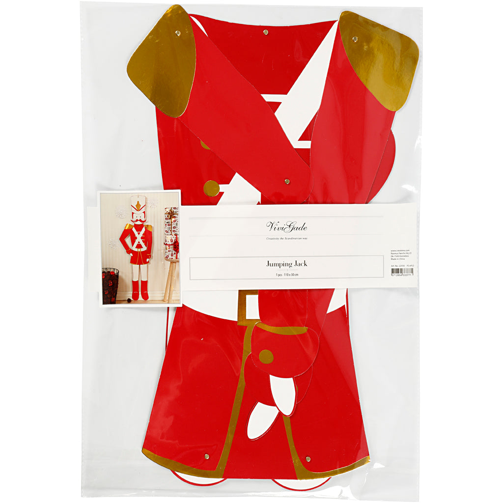 Casse-noisette, H : 110 cm, L : 30 cm, 300 gr, or, rouge, blanc, 1 pièce [HOB-22593]